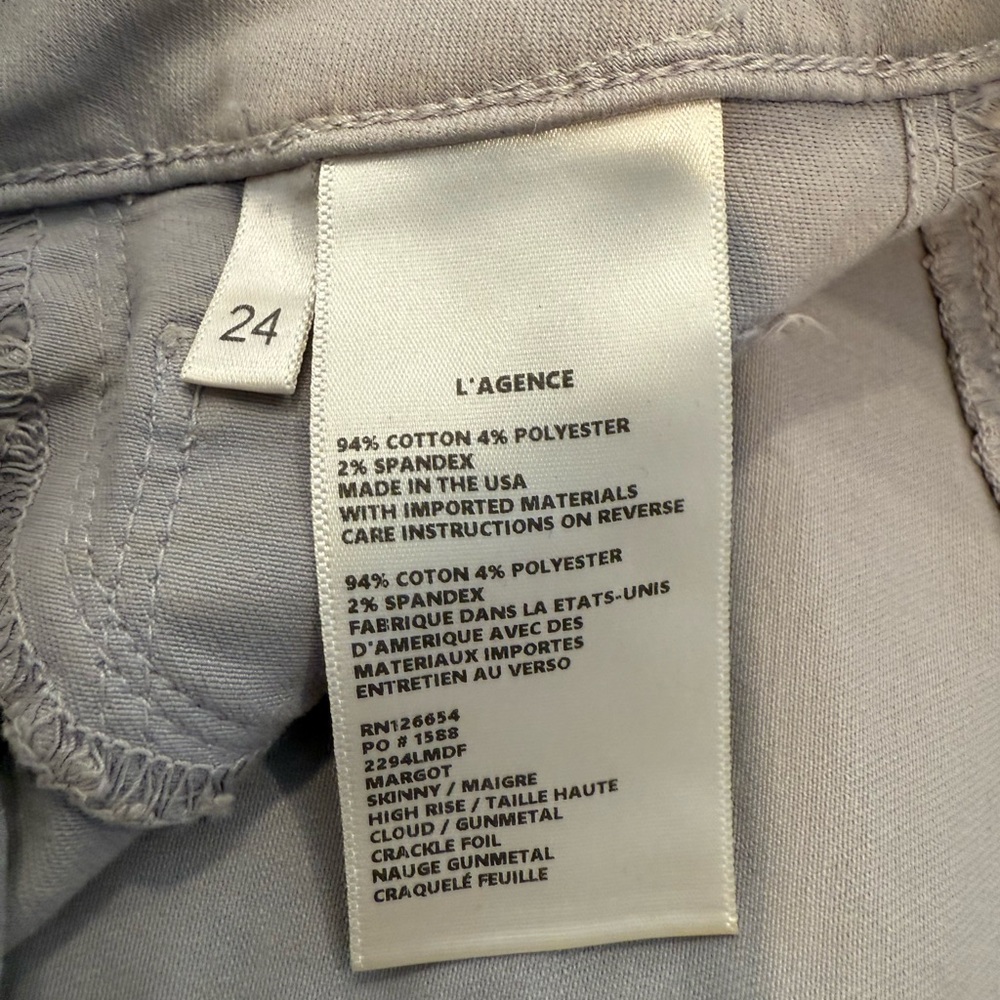 NWOT L’AGENCE Margot high rise crackled foil metallic denim - Picture 16 of 16